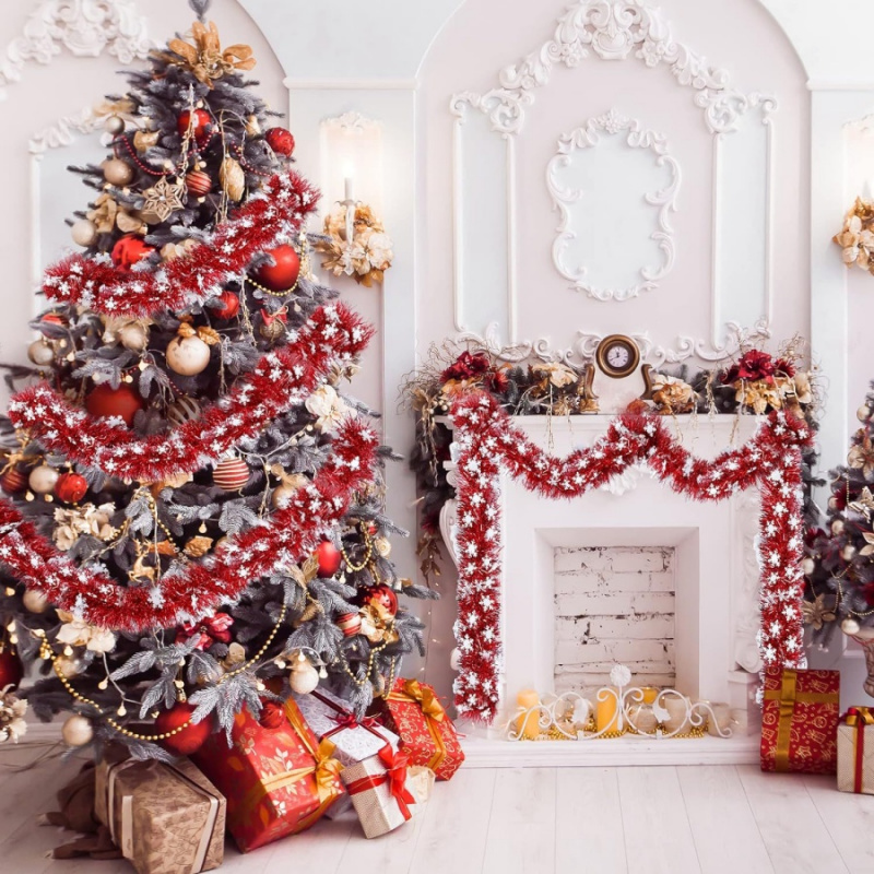 Tinsel Garland Decoration - 1pc Natale Tinsel Fiocco di neve