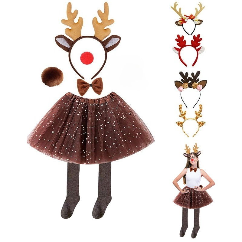Set costume da renna, gonna tu - Reindeer Antlers Headband recensione e prezzo